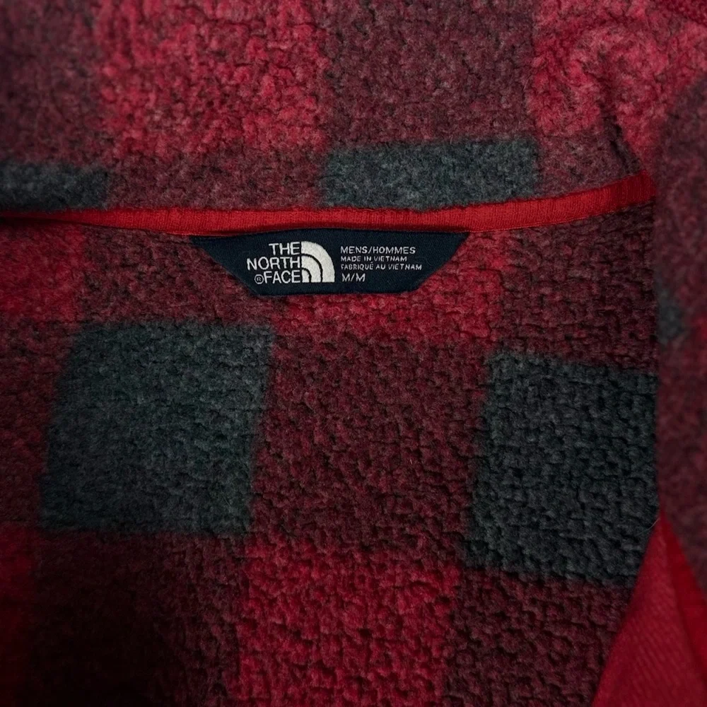 The North Face black red buffalo‎ plaid quarter zip fleece men's medium